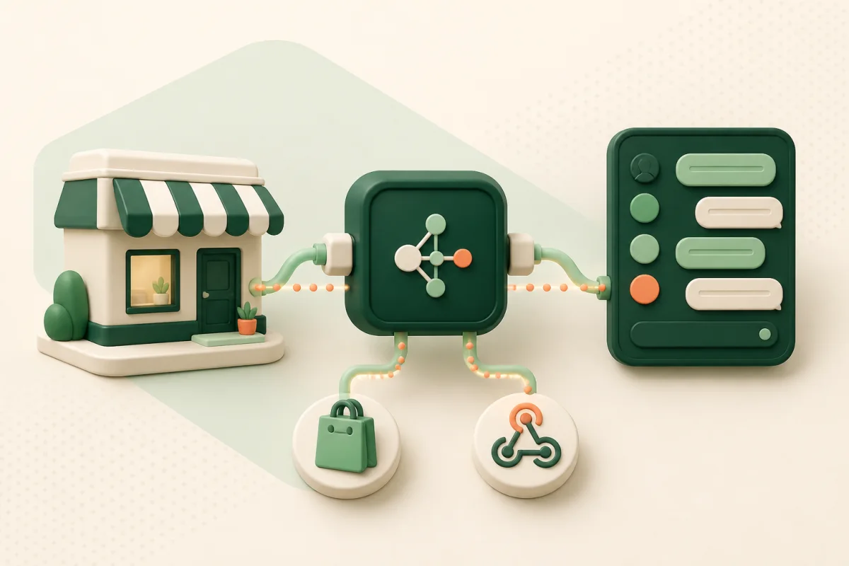 Business software and a messaging inbox connected through a secure integration hub