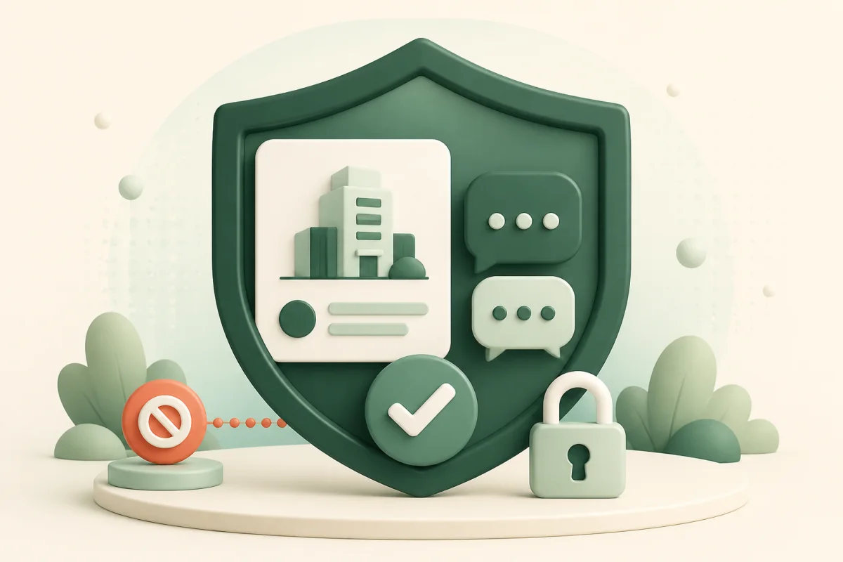 A protected business identity and messaging channel inside a security shield